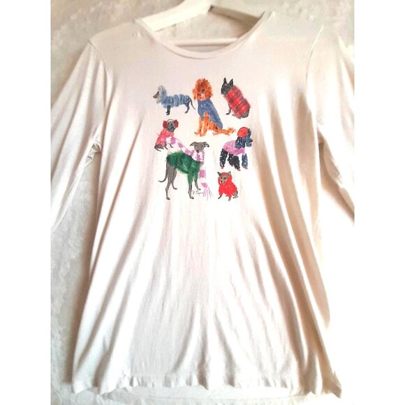 J. Crew Winter Fall Holiday Dogs In Coats  Size Small Collector Tee - Picture 1 of 5